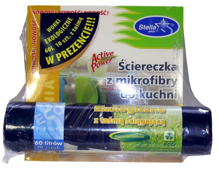 Stella ściereczka z mikrofibry do kuchni + worki na śmieci 60 l 10 szt. gratis