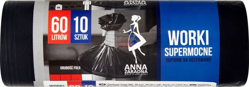 Anna Zaradna worki na śmieci 60 l supermocne 10 szt.