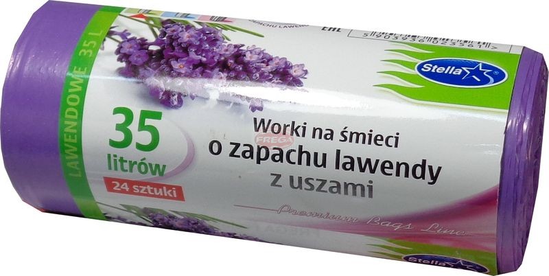 Stella worki ekologiczne z uszami na śmieci 35 l 24 szt lawendowe