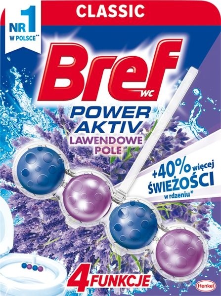 Bref WC Power Aktiv Zawieszka myjąco-zapachowa do muszli WC lawendowe pole 50 g