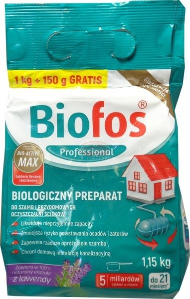 Biofos biologiczny preparat do szamb i przydomowych oczyszczalni ścieków 1 kg
