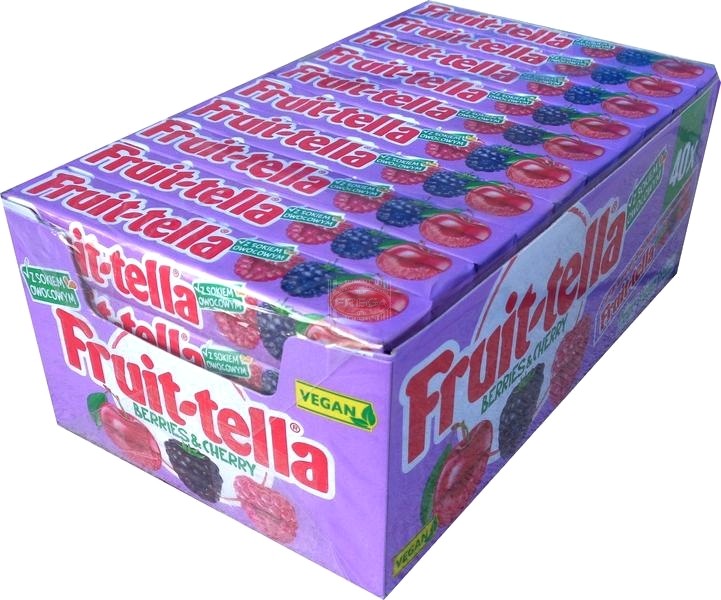 Fruittella cukierki o smaku malinowym, jeżynowym i wiśniowym 40 szt