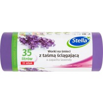 Stella worki na śmieci lawendowe z taśmą ściągającą 35 l 15 szt.