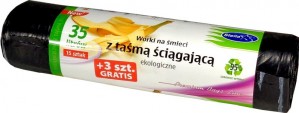 Worki na śmieci ekologiczne z taśmą ściągającą 35 l 15+3 szt