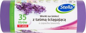 Stella worki na śmieci lawendowe z taśmą ściągającą 35 l 15 szt.