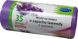 Stella worki ekologiczne z uszami na śmieci 35 l 24 szt lawendowe