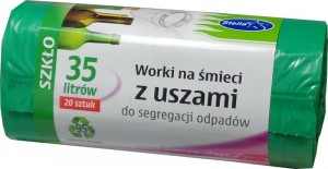 Stella worki z uszami do segregacji odpadów szklanych 35 l zielone
