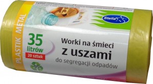 Stella worki z uszami do segregacji odpadów plastikowych 35 l żółte
