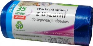 Stella worki z uszami do segregacji odpadów papierowych 35 l niebieskie