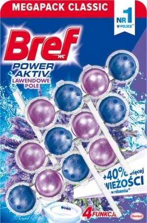 Bref WC Power Aktiv Zawieszka myjąco-zapachowa do muszli WC lawendowe pole 3 x 50 g